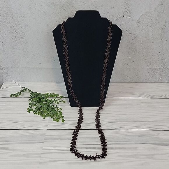 Vintage Hawaiian Koa Appleseed necklace 45" length - Picture 3 of 7